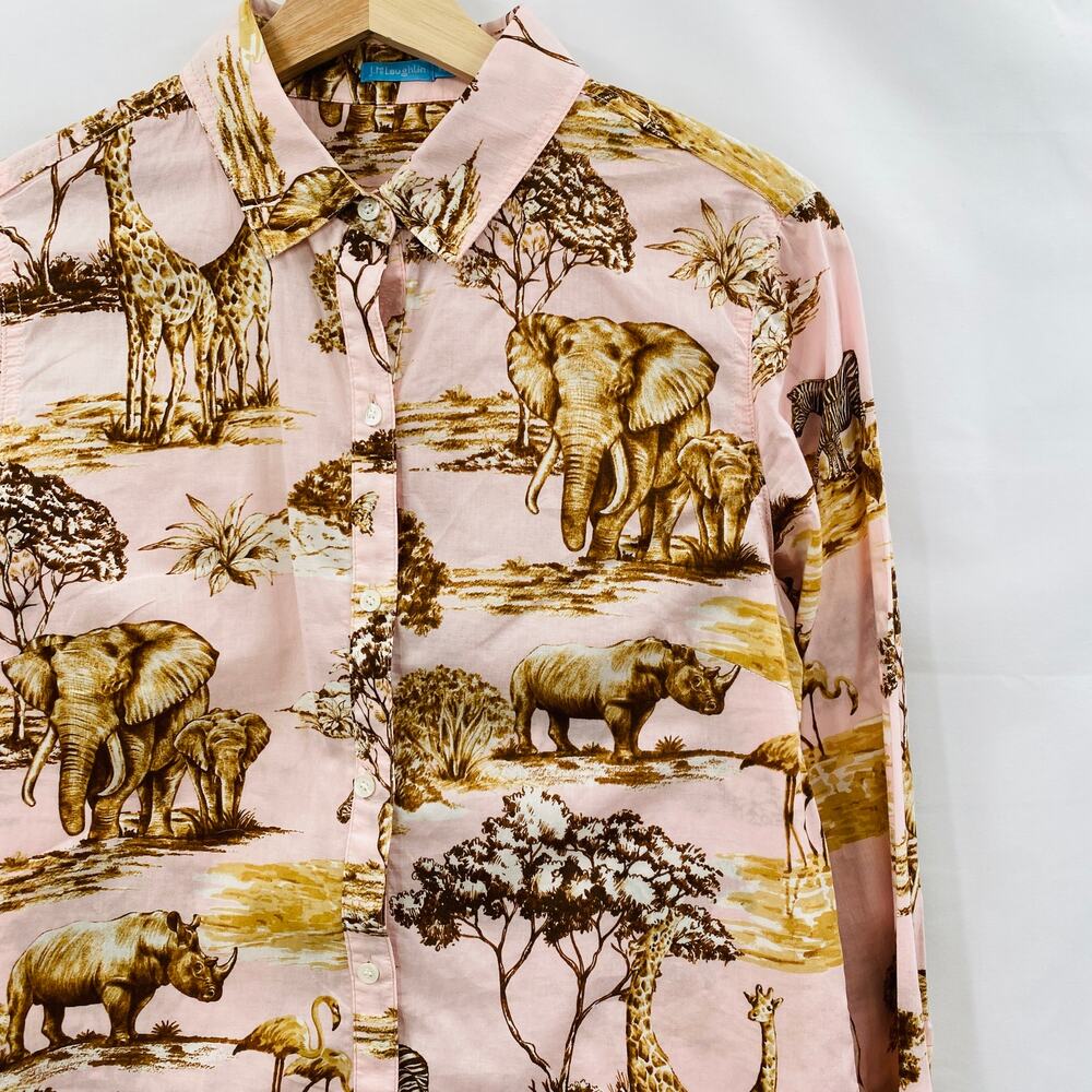 J. Mclaughlin XS safari pink button down‎ top